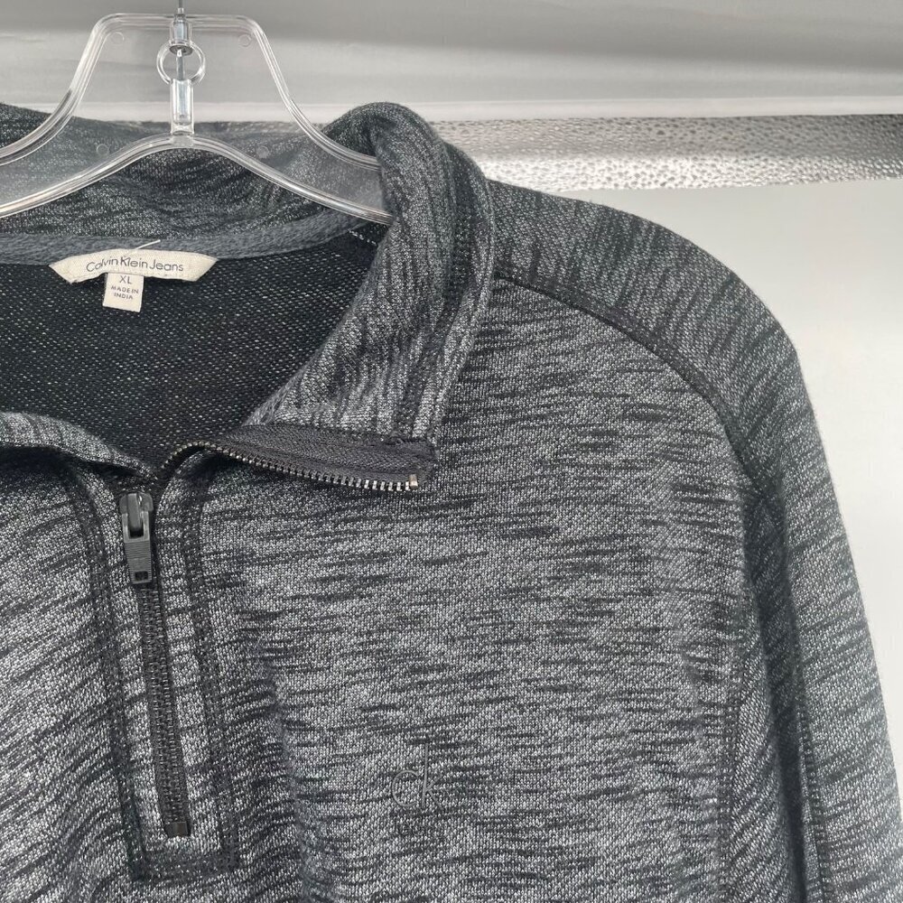 Calvin Klein Womens 1/4 Zip Pullover Sweater Long Sleeve Gray/Black Size XL - Picture 4 of 9